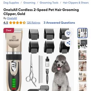 Oneisall Cordless Pet Hair Grooming Clipper - Gold